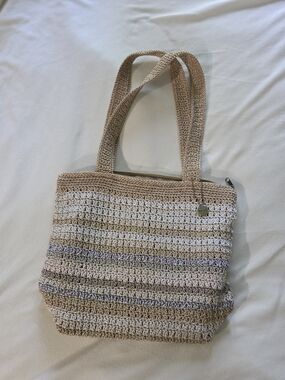 The Sak Beige, Cream & Light Pink Crochet Hobo Tote